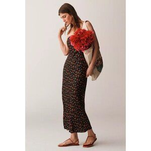 Anthropologie The Tilda Slip Dress Strawberry Print Bias Cut M